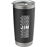 I Love Jim Retro Pattern Personalized First Name Stainless Steel Insulated Tumbler