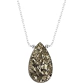 NJCRAFT Pear Natural Cabochon Necklace for Women | Handmade Gemstone Pendant | Wire Wrapped Love Crystal Jewelry | 8–14 mm Stone | Chain 16+2 Inch Adjustable