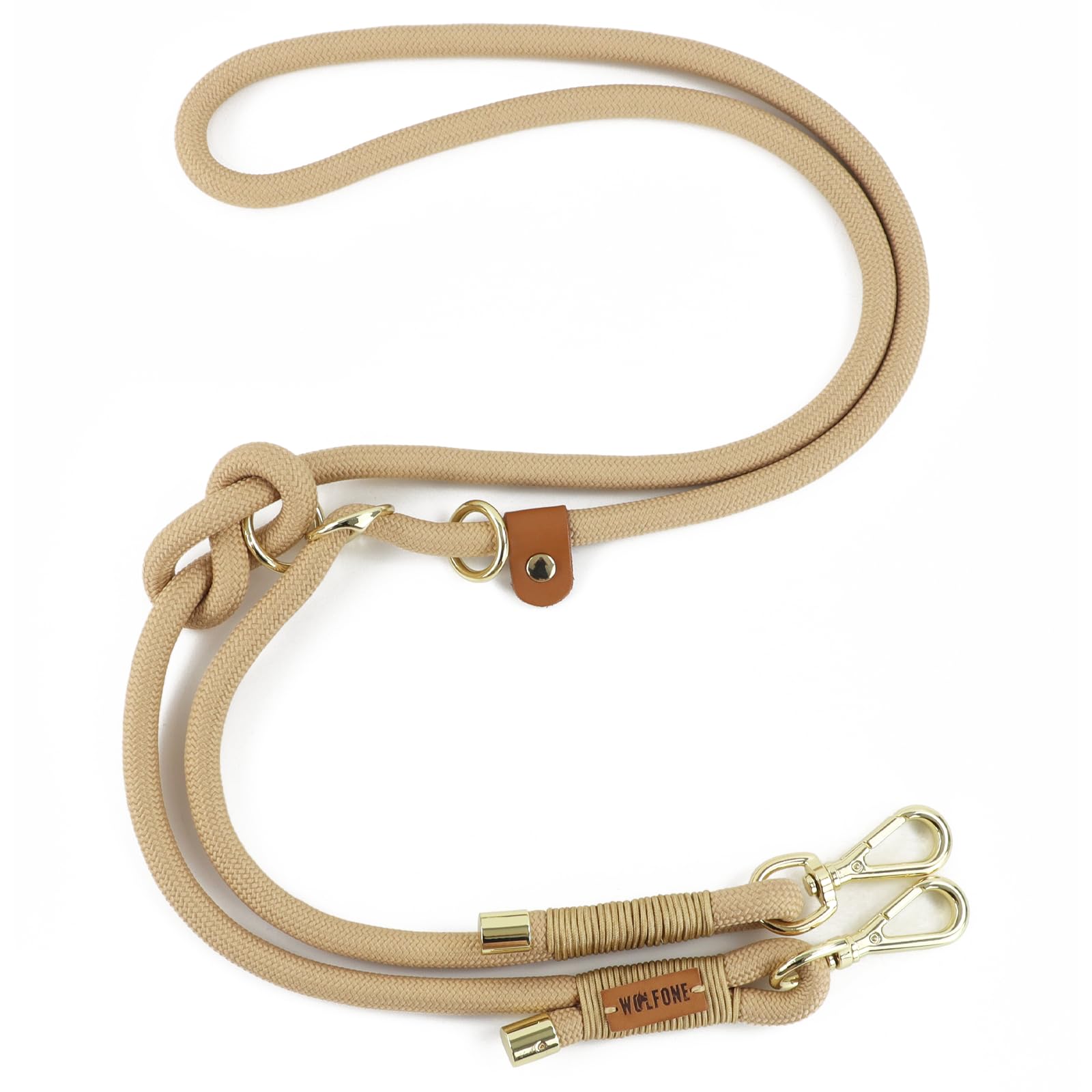 Wolfone Multi-Functional Double-Ended Rope Dog Lead Hand Free Heavy Duty Adjustable Lead for Large Medium Small Dog Sand