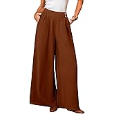 CUPSHE Pleated Wide Leg Pants for Women with Pockets Loose Lightweight High Waist Flowy Business Casual Pants Beach Trousers