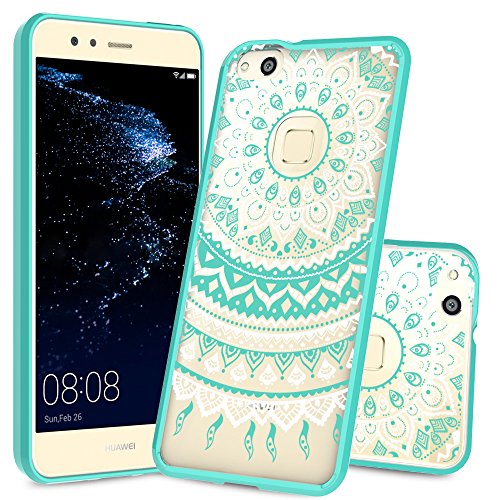 Huawei P10 Lite Case Clear with HD Screen Protector,AnoKe [Scratch Resistant] Mandala Flower Cute Women Girl Cover TPU Phone Case For Huawei P10 Lite Unlocked International Version CH TM Mint