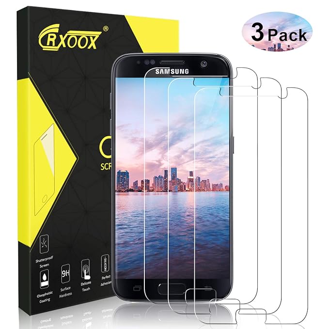 CRXOOX Panzerglas Schutzfolie für Samsung Galaxy S7, [3 Stück] 9H Härte Gehärtetem Glas Anti-Kratzen Anti Bläschen HD Klar Pa