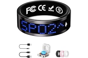 UniJethro Smart Ring for Women & Men with Display, Health Ring with Heart Rate, Sleep Monitor, IP68 Waterproof Fitness Ring, Fitness Tracker Ring, No APP Fee for iPhone and Android (Black, 9#)