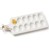 Mud Pie - 40700083 Mud Pie Deviled Egg Tray, 15.25" x 7", White, Brown, Black