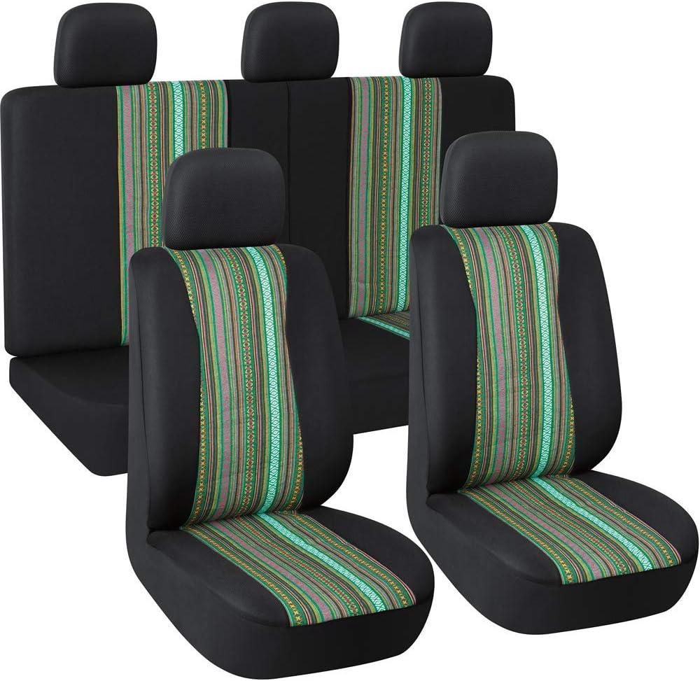 Autojoy Baja Seat Covers, 7pc Stripe MultiColor Saddle