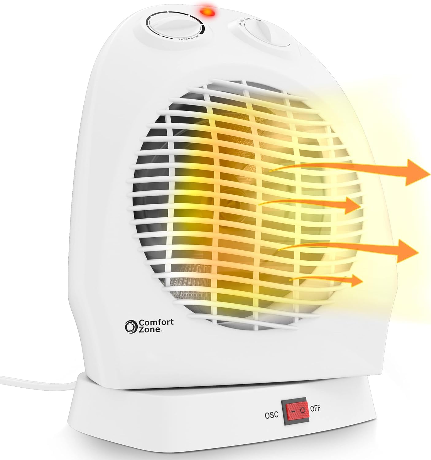 Photo 1 of ***PARTIAL SET - PRICE ADJUSTED***
Comfort Zone CZ50 750/1500-Watt Fan-Forced Oscillating Electric Portable Heater with Adjustable Thermostat, Built-in Overheat Sensor, Safety Tip-Over Switch, and Heat Resistant Housing, White
