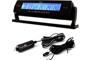 New Multifunctional Car Clock Calendar Blue Backlight Inside Outside Voltmeter Thermometer Voltage Meter