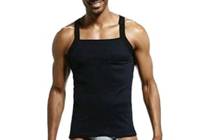 Zhiweikm Men's G-Unit Style Square Cut Tank Tops Cotton Comfort Stretch Workout Vest Wife Beater