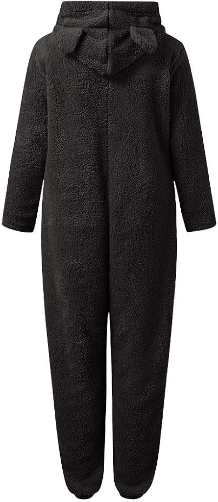VEKDONE Women Winter Warm Sherpa Romper Fleece Onesie Pajama One Piece Zipper Hooded Jumpsuit Sleepwear Playsuit at  Women’s Clothing store
