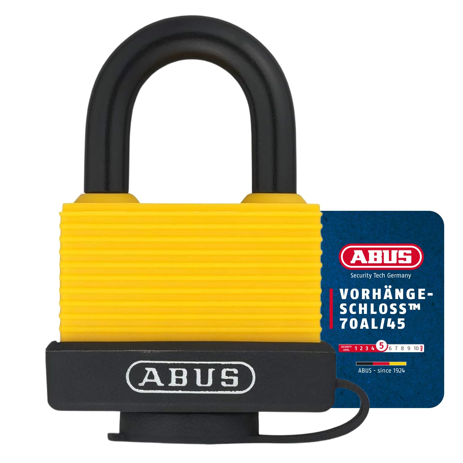 ABUS 50873 Al 70/45 45 mm brass padlock with aluminium handle/extra protection, yellow