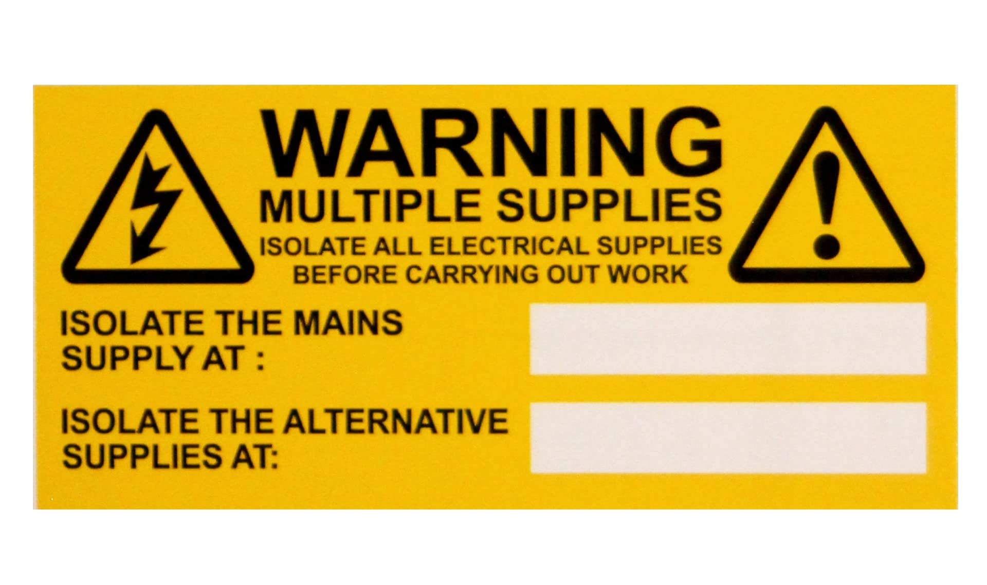Warning Signs - WARNING MULTIPLE SUPPLY - S/A VINYL - PACK OF 10 LABELS