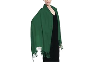Glory Max Women Large Soft Silky Pashmina Shawl Wrap Scarf in Plain Solid Colors