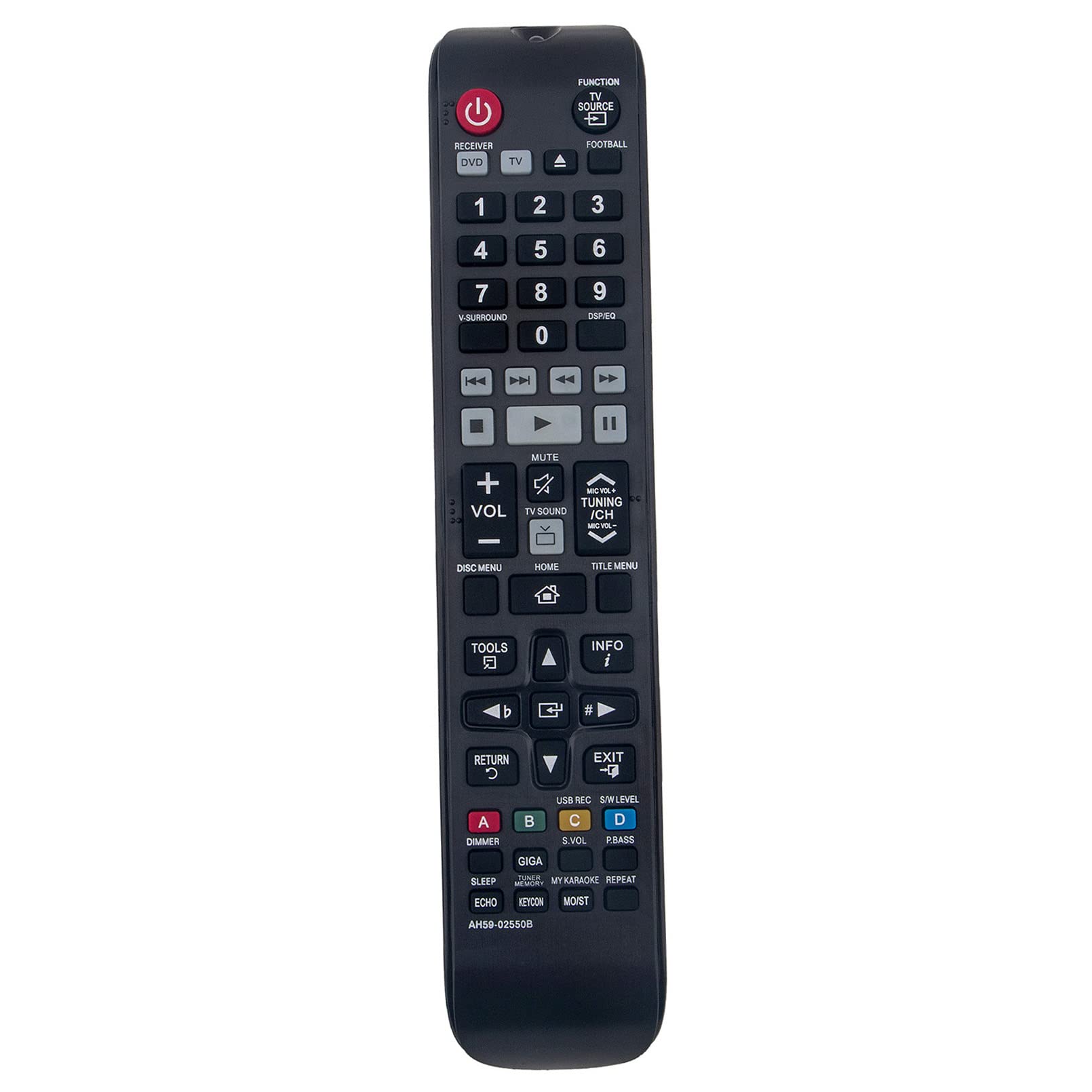 VINABTY AH59-02550B Replacement Remote Control Fit for Samsung HT-F450K HT-F453K HT-F453HK HT-F445K HT-F455K HT-F450BK HT-F453RK HT-F450RK HT-F453HBK HT-F453HRK HT-F455BK HT-F455RK HT-F453BK