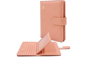 Deziliao Passport Holder for Women and Men, Passport Holder Card Slots, RFID Blocking Passport Wallet, Travel Essentials Cute Passport Cover Passport Case (Pink)