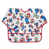Bumkins Nintendo Sleeved Bib / Baby Bib / Toddler Bib / Smock, Waterproof, Washable, Stain and Odor Resistant, 6-24 Months  - Super Mario / Mario & Luigis