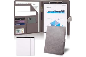 Padfolio Clipboard Folder Portfolio Notepad Organizer, Sbrinnaliao PU Leather Storage Clipboard with Cover for Legal Pad Portfolio A4 Writing Pad for Business Conference Notepad Clip Board