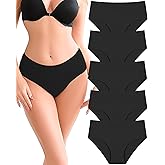 UNDER THE SEA Seamless Underwear for Women Plus Size Mid Rise Lingerie Brief Sexy No Show Panties Womens Cheeky 5 Pack XS-3XL