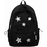 Lefe Liee cute y2k star backpack for women, kawaii canvas aesthetic bookbag, preppy grunge simple emo trendy backpack bag