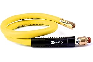 WYNNsky Hybrid Lead in Air Hose 3/8" X 30"(1/4 in. MNPT Ball Swivel x 1/4 in. FNPT Ends) 300 PSI Max Working Pressure, Heavy Duty Air Compressor Hose