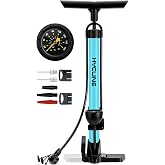 Hycline Bike Floor Pump with Gauge: 160 PSI High Pressure Bicycle Pumps