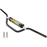 Universal 7/8" 22mm Dirt Pit Bike Handlebars with Crossbar, Foam Pad-Black | for Motocross CRF YZF KXF KLX RMZ DRZ ATV Quad, 5mmThick Walls, Knurled Left End for Non-Slip Grip, 5-Level Adjustable Length