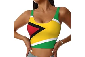 WHJYYXDE Women's Sports Bra Elastic Sports Vest Yoga Tank Top Tops Shirts Quick Dry soft Flag of Guyana Printing