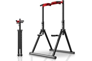 WATBKHE Foldable Power Tower Pull Up Bar Dip Station, Pull Up Bar Standing for Home Gym Adjustable Height, Multi-Functional W