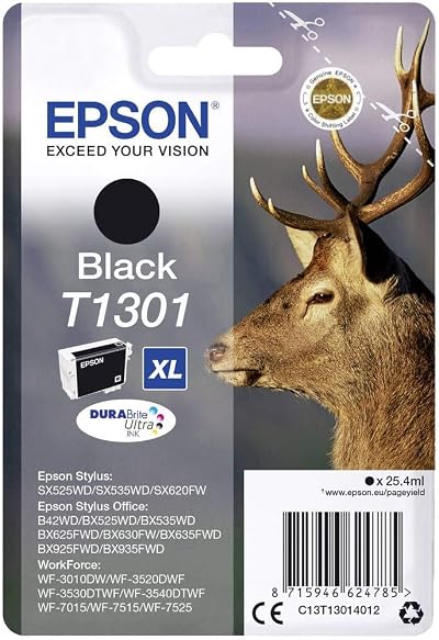 Epson T1301XL Black High Yield DURABrite Ultra Ink Cartridge 1000 Pages
