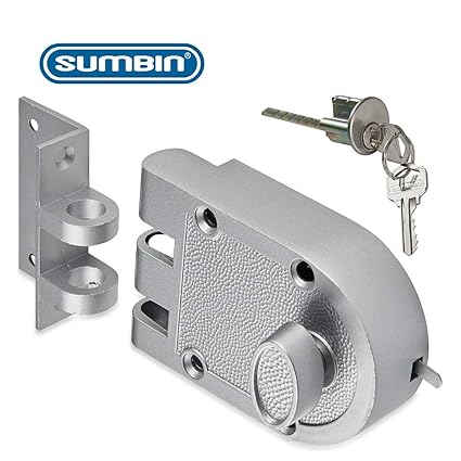 Sumbin Jimmy Proof Night Latch For Front Door Silvery Color