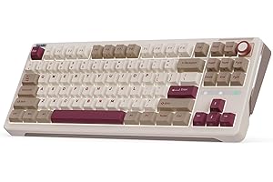 iLovBee B87 Wireless Mechanical Keyboard, 75% Percent Gaming Keyboard with Bluetooth/2.4GHz/USB Wired, RGB Creamy Keyboards with Knob, QMK/VIA, Gasket Mount Hot Swappable Linear Switch, Retro Red