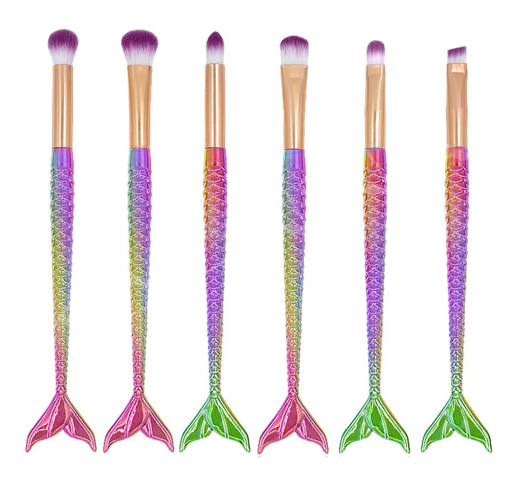 Ranvi Makeup Brush 6 Piece Makeup Foundation Brush Eyeliner Lip Brush (Mermaid Style 4)