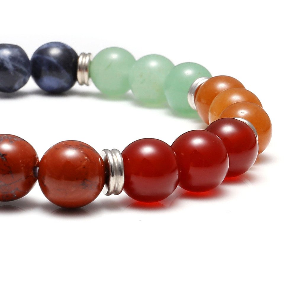 Top Plaza 7 Chakra Healing Bracelet Real Stones Yoga Meditation Mala Bead Bracelets for Women, Pack of 3