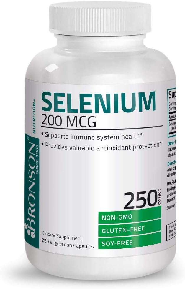 Selenium 200 Mcg for Immune System, Thyroid, Prostate and Heart Health - Selenium Amino Acid Complex - Essential Trace Mineral with Superior Absorption, Non GMO, 250 Capsules: Health & Personal Care