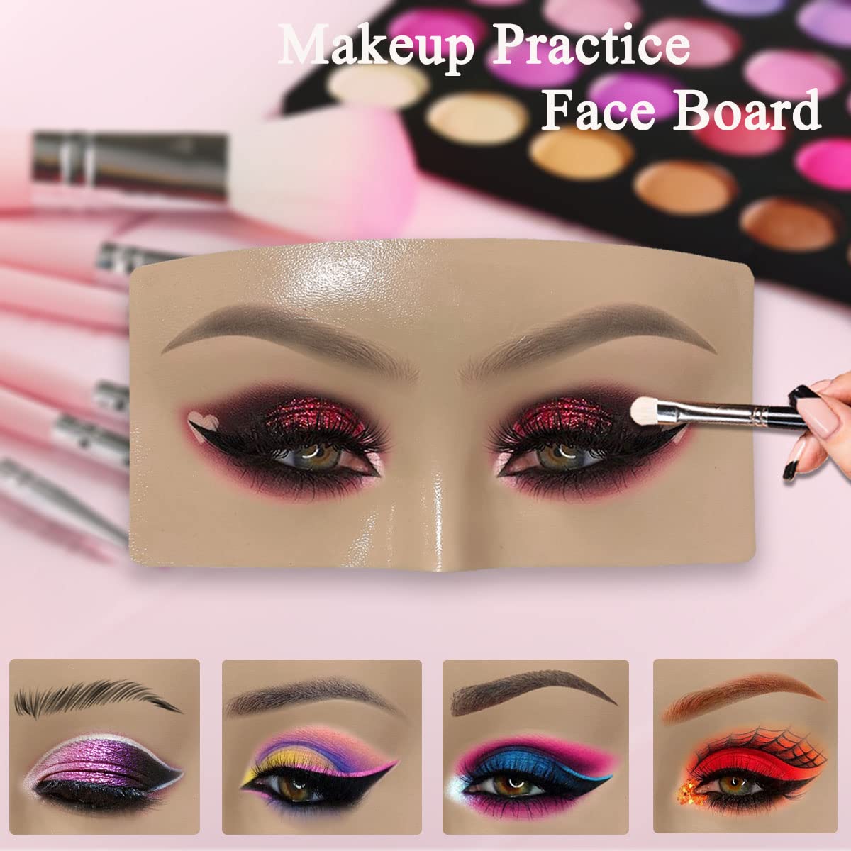 Aibipo Makeup Practice Face Board, Resusable 3D Makeup Mannequin Face, Eyes Makeup Practice Face with Makeup Kit for Makeup Student and Beginner to Practice Eyeshadow Eyeliner Eyebrow Makeup & Lash Extension