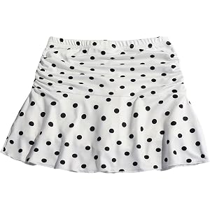 SweatyRocks Girl's Polka Dots Ruched Short Skirts Y2k Elastic Waist A Line Ruffle Skorts Streetwear