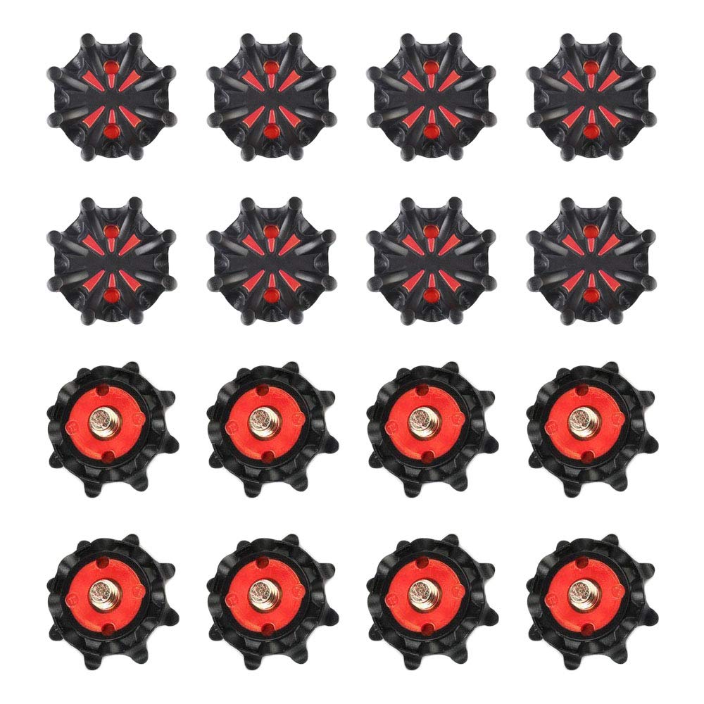 MamimamiH 16pcs Outdoor Golf Shoe Spikes Screw Training Parts Soft Rubber for Golf Sports Shoes (Red/Black)