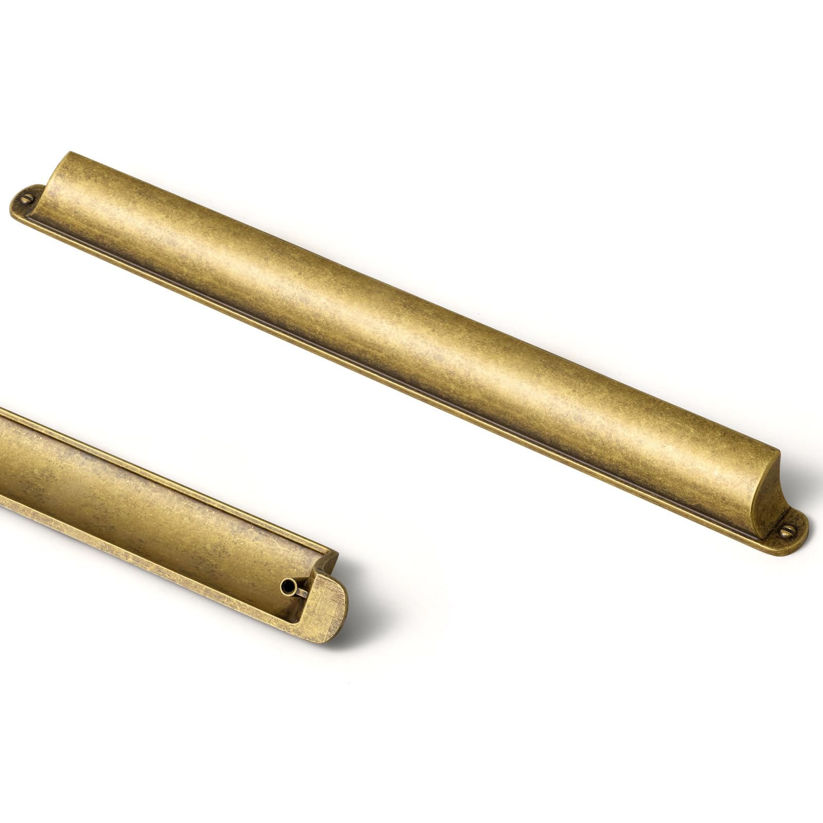 Photo 1 of Goo-Ki Antique Brass Cup Pulls Bin Cup Drawer Pull for Cabinet Kitchen Hardware 6 Pack, 12-3/5" c-c Zinc Alloy Bar Cup Handles for Cupboard