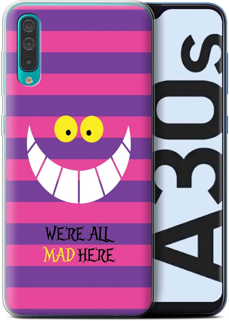 eSwish Gel TPU Phone Case/Cover for Samsung Galaxy A30s/A50s 2019 / Cheshire Cat/Mad Here Design/Fantasy Wonderland Art Collection