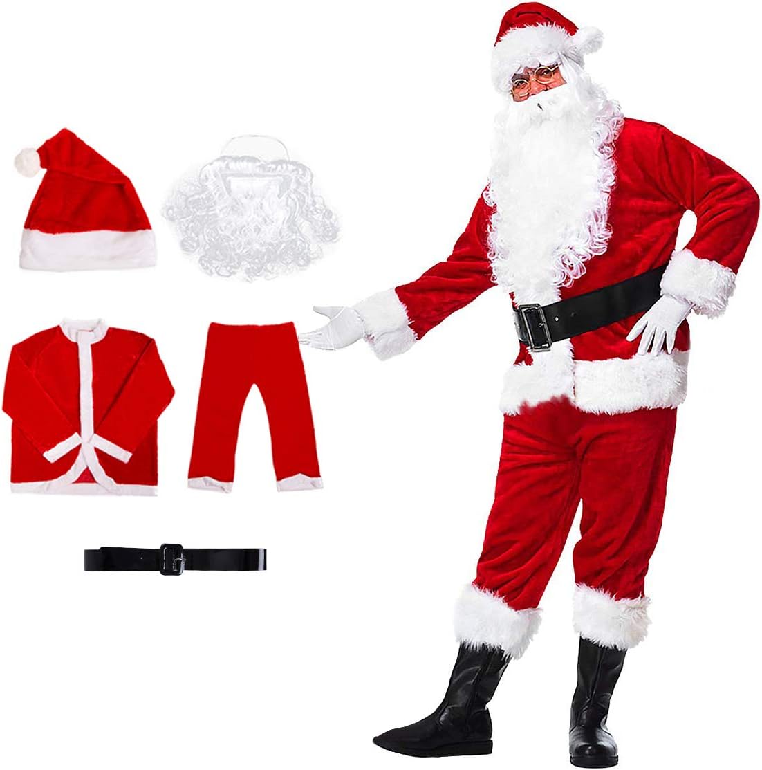 iphonepassteCK Santa Suit Christmas Santa Claus Costume Velvet Deluxe Santa Suits Santa Costume for Men
