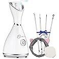 Face Steamer for Facial Deep Cleaning Nano Ionic Face Steamer Warm Mist Humidifier Face Steamer Home Sauna SPA Face with 4 Piece Stainless Steel Skin Kit,Hair Band,Wash Face Sponge