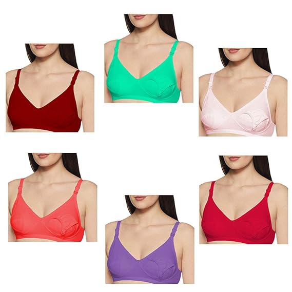 Women's Cotton Feeding Maternity Bra (Multicolour) -Pack of 6