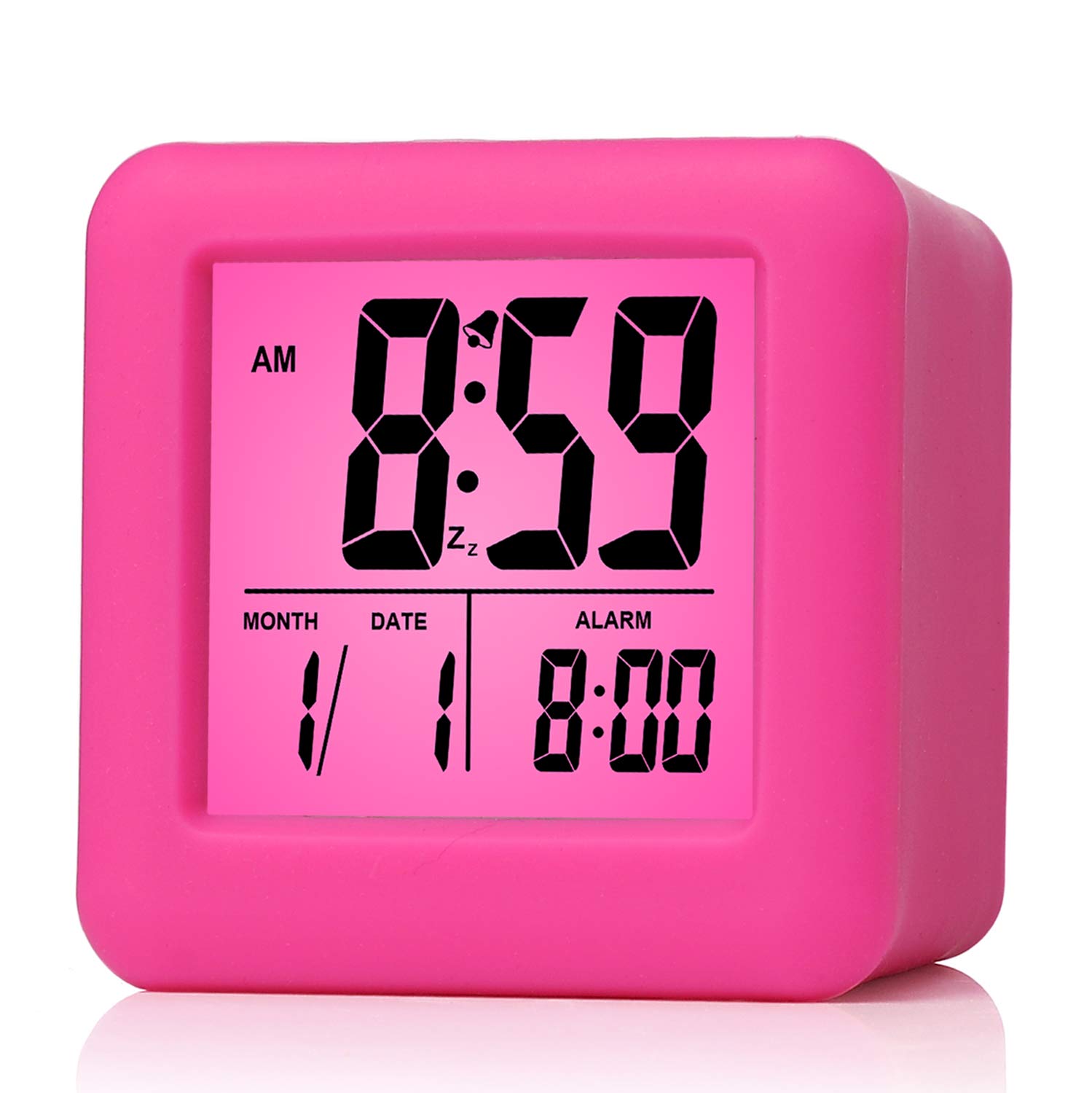 Plumeet Easy Setting Digital Travel Alarm Clock With Snooze Soft Nightlight Large Display Time Month Date Alarm Ascending Sound Alarm Handheld Sized Best Gift For Kids Pink Buy