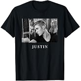 Official Justin Bieber Reflection Photo B&amp;W T-Shirt Small