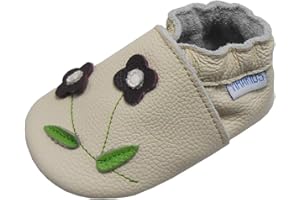 YIHAKIDS Baby Leather Shoes Soft Sole First Walking Moccasins Infants Toddler Boys Girls Crawling Slippers Slip-on Shoes with Elastic Ankle