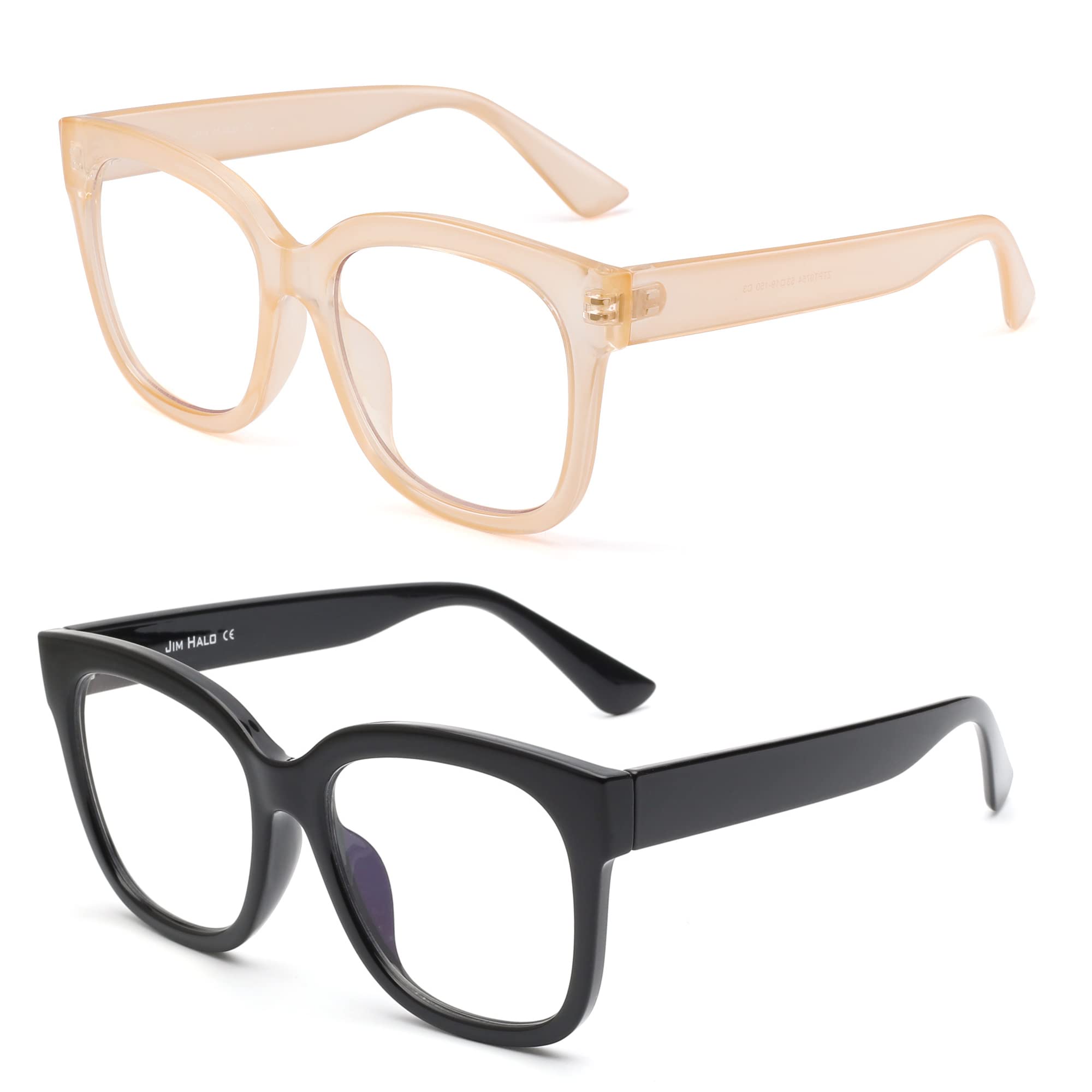 Jim Halo Blue Light Blocker Glasses for Women Oversized Square Computer Glasses Reduce Eye Strain