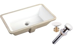 KINGSMAN Rectrangle Undermount Vitreous Ceramic Lavatory Vanity Bathroom Sink Pure White (20.9 INCH with Pop-up Drain)