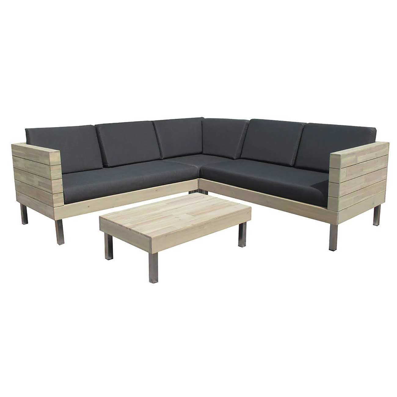 Amazon.de: OUTLIV. Loungemöbel Holz Zeeland Loungeset 4tlg. Alu/Akazie