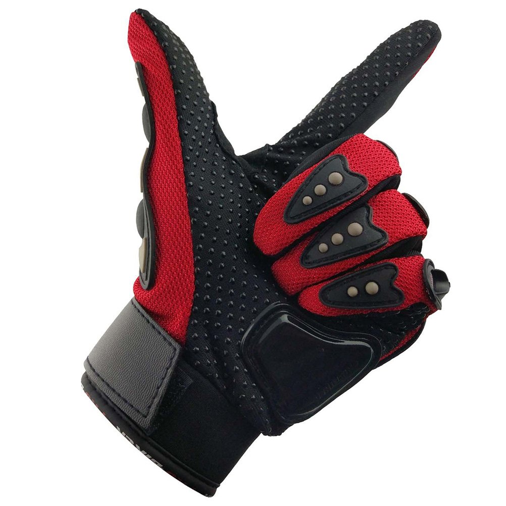 Advanced Fabric Hard Knuckle Gloves Indoor Cycling Gloves Full Fingers Motorcycle Gloves Combat Gloves Paintball Gloves Shooting Gloves Tactical Gloves for Men Women Kids Youth,1 Pair(Red)