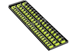 Ernst Manufacturing 8460HV Socket Boss 3-Rail Multi-Drive Socket Rail Organizer with Tray, 18-Inch, High-Visibility - Made in USA