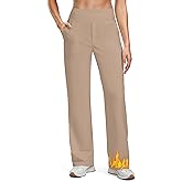 Soothfeel Fleece Lined Pants Women 29"/31"/33" High Waisted Wide Leg Sweatpants with Pocket Winter Warm Work Yoga Dress Pants